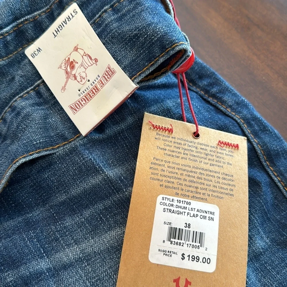 True Religion Straight denim jeans NWT 38
